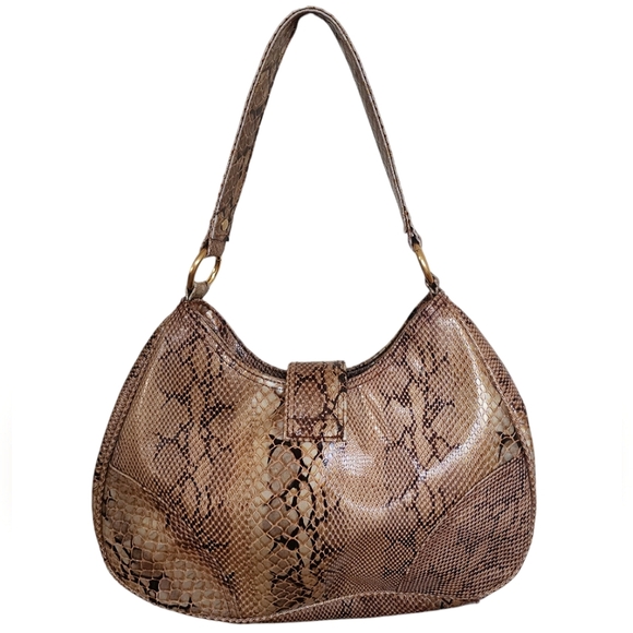 ☆New York & Company Tan Snakeskin Print Leather Boho Shoulder Bag☆ - Picture 4 of 4